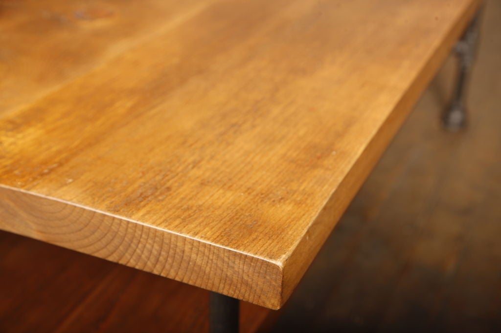 Coffee Table Vintage Industrial Custom Two Tier Wood & Cast Iron, Steel w Shelf 1