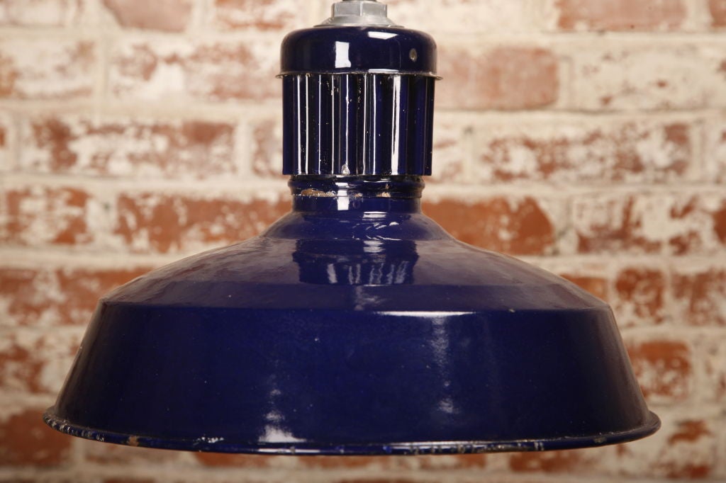 Metal Pendant Light Vintage Industrial Modern Blue Porcelain Hanging Ceiling Lamp