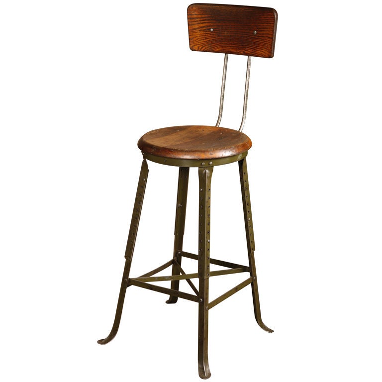 Original Vintage Industrial, American Made Adjustable Stool