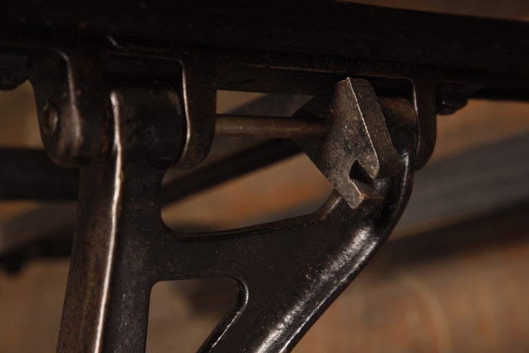 Industrial Vintage Swing Out Seat Wood, Cast Iron, Steel Breakfast Kitchen Table 1