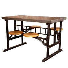 Industrial Vintage Swing Out Seat Wood, Cast Iron, Steel Breakfast Kitchen Table