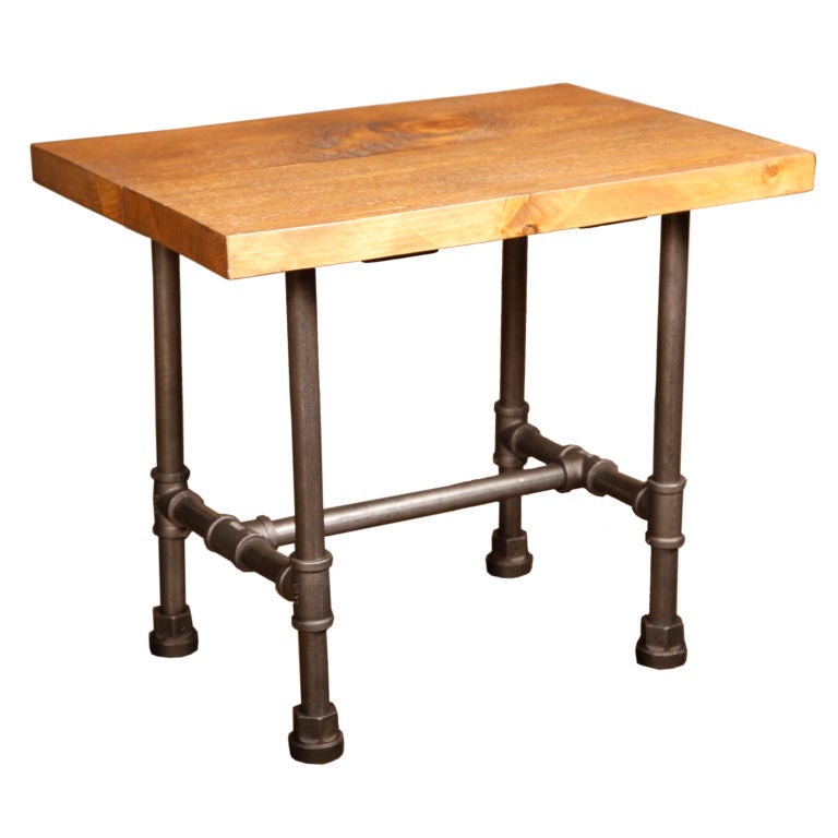 Distressed Rustic Industrial End Side Table For Sale at 1stdibs