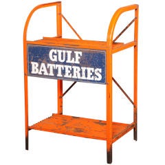 Original, Vintage Industrial, American , "Gulf Batteries" Rack