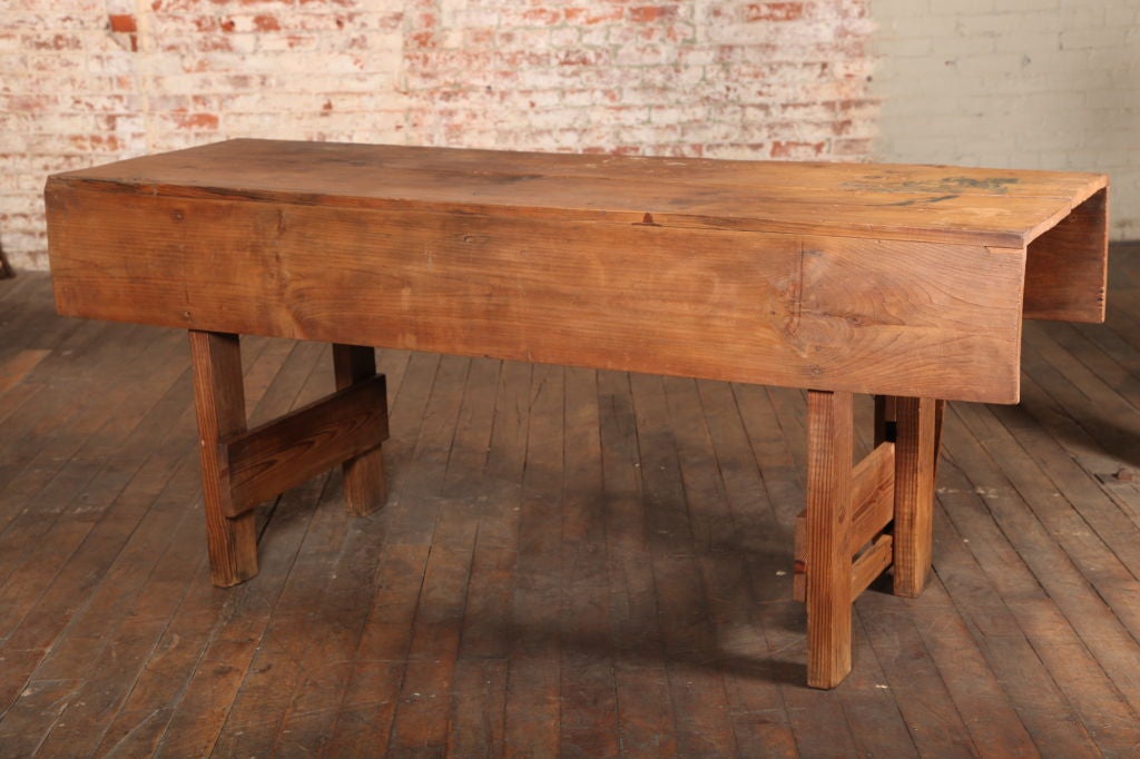 American Craftsman Rustic Table Vintage Industrial American Made Carpenters WorkBench with Vise