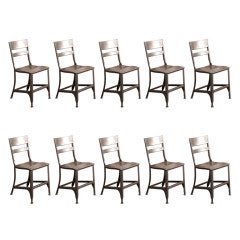 Set of Ten Original, Vintage Industrial, Metal Toledo Dining Side Chairs, Seats
