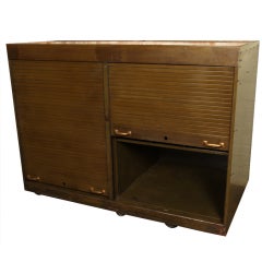 Original Vintage Industrial, American Made, Tambour Door Cabinet