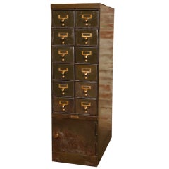 Vintage Industrial Steel, Metal & Brass Multi Drawer Storage Filing Cabinet 3