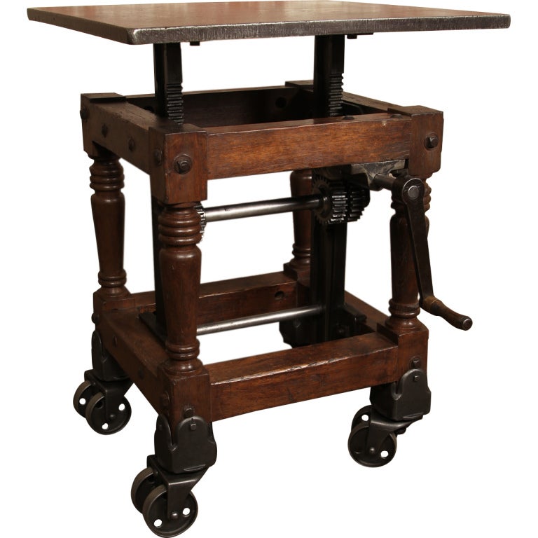 Original, Vintage Industrial, American Made, Adj. Crank Table