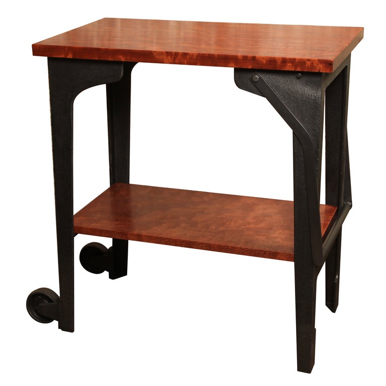 Original, Vintage Industrial, American Made, Bubinga Tea Cart