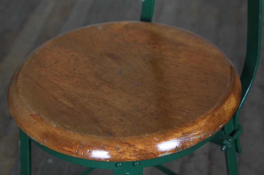 Original, Vintage Industrial, American Made, Angle Steel Stool at