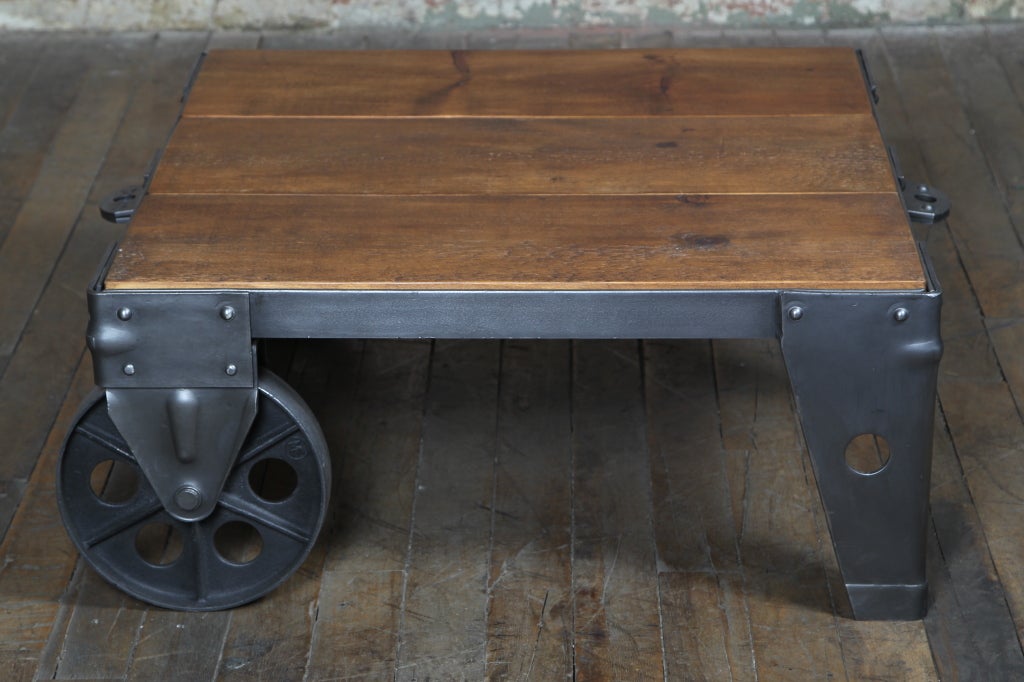 Original, Vintage Industrial, American Made, Cart/Coffee Table In Excellent Condition In Oakville, CT