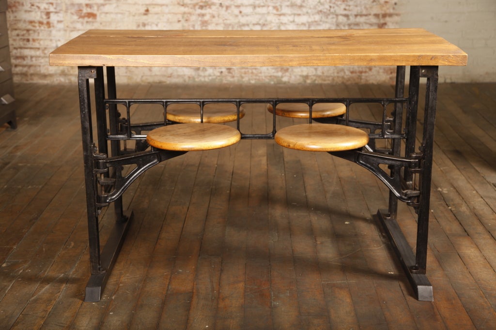 dining table with swing out stools