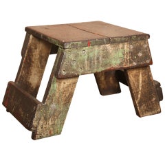 Original, Vintage Industrial, American Made, Wooden Footstool