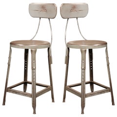 Vintage Industrial, Pair of Grey Stools.  Original and Made in USA