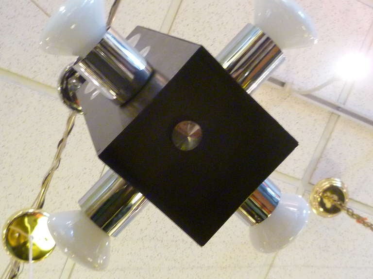 1970s Op to Pop Machine Turned Disc Four-Light Pendant 2