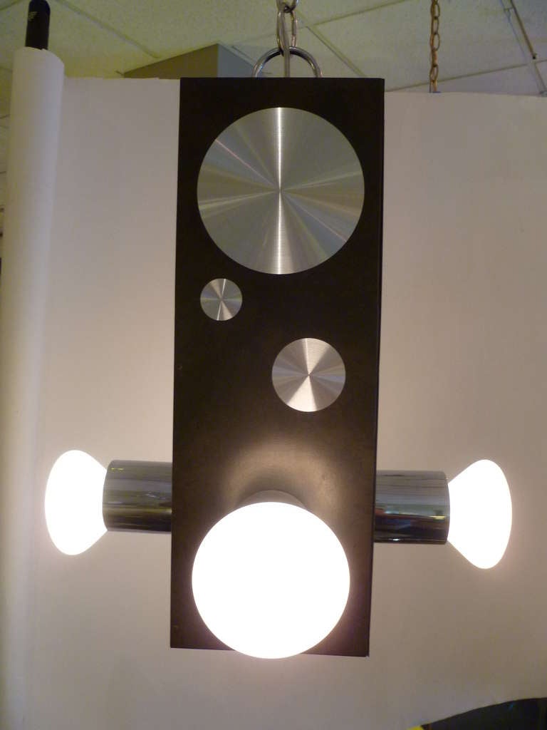 1970s Op to Pop Machine Turned Disc Four-Light Pendant 1