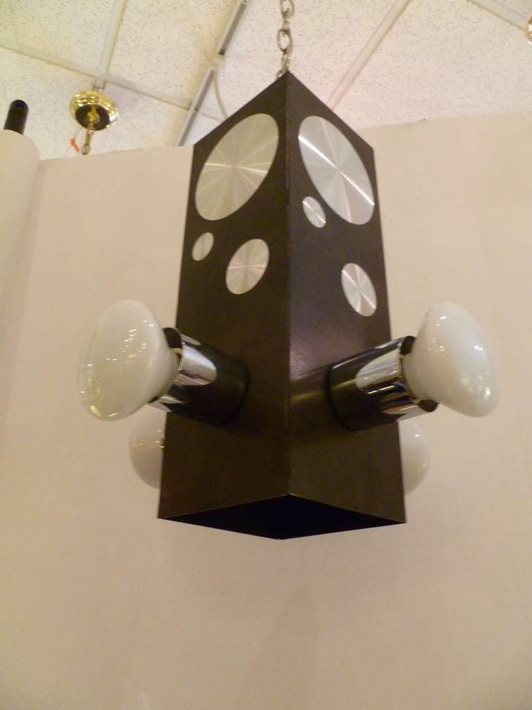 1970s Op to Pop Machine Turned Disc Four-Light Pendant