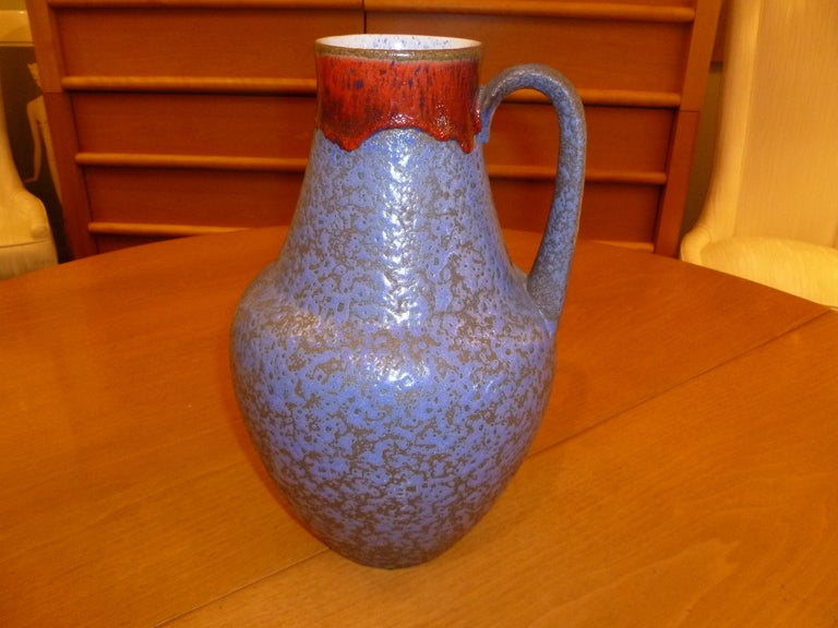 Große deutsche U-Keramik Selen Drip Glaze Ewer Vase