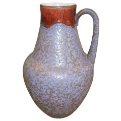 Large German U-Keramik Selenium Drip Glaze Ewer Vase