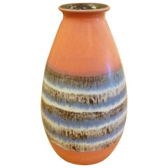 Grand vase en poterie allemande Dumler Breiden à glaçure goutte à goutte