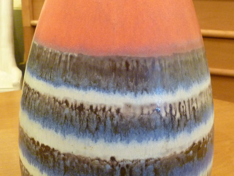 Large Dumler Breiden Drip Glaze German Pottery Vase In Excellent Condition In Miami, FL