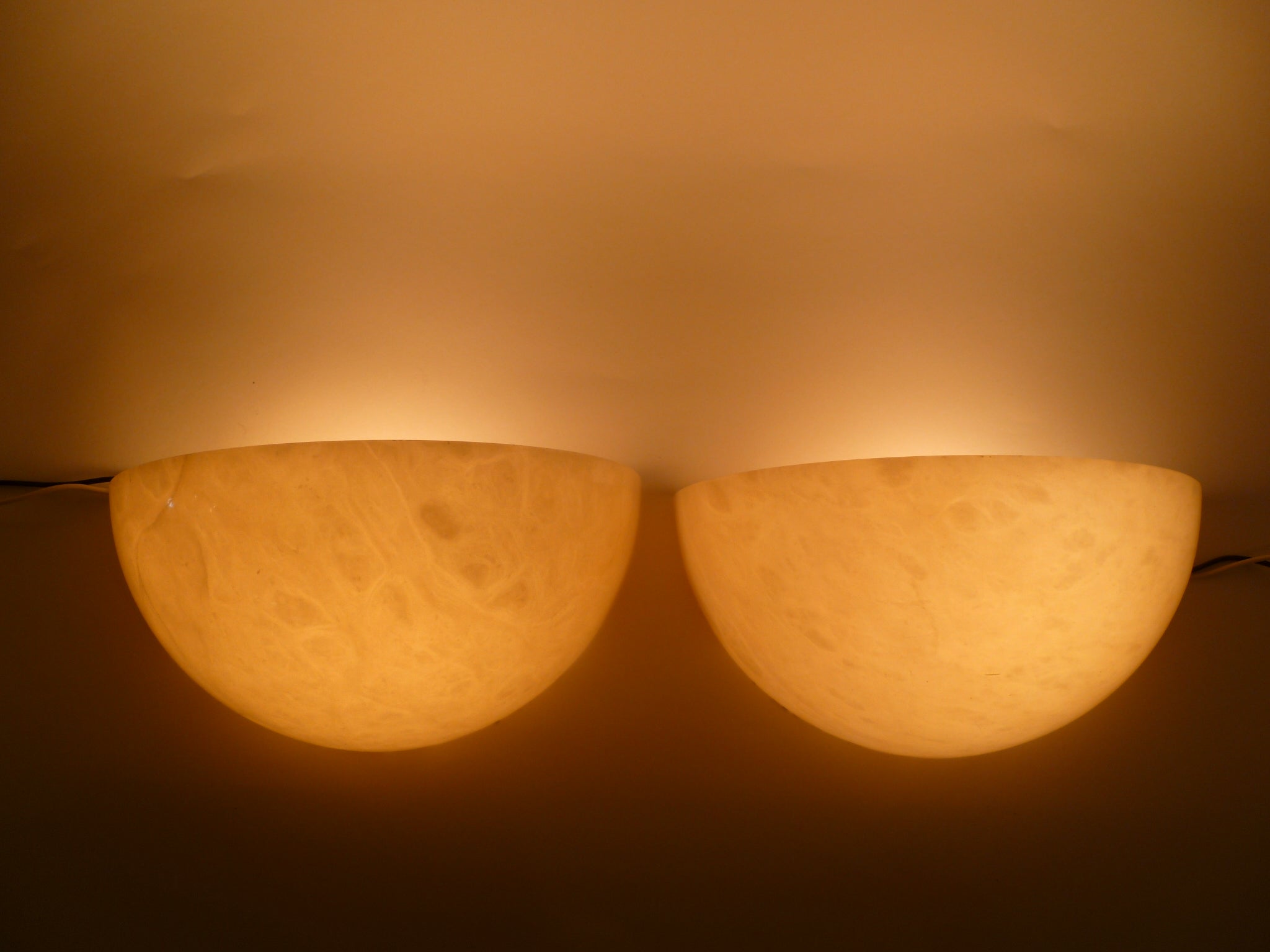 Faux Alabaster Resin Half Moon Sconces