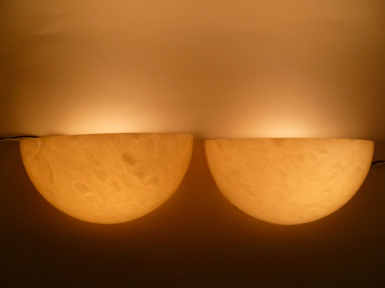 Spanish Faux Alabaster Resin Half Moon Sconces