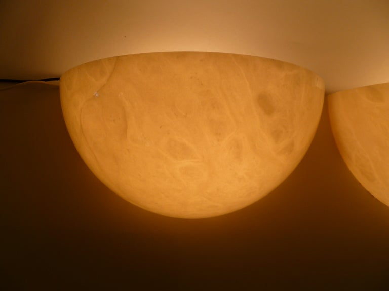 Faux Alabaster Resin Half Moon Sconces In Excellent Condition In Miami, FL