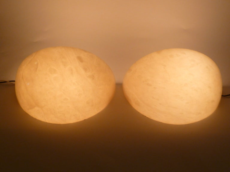 Late 20th Century Faux Alabaster Resin Half Moon Sconces