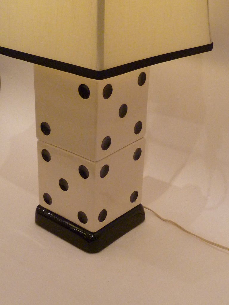 Painted Whimsical Stacked Dice Table Lamp