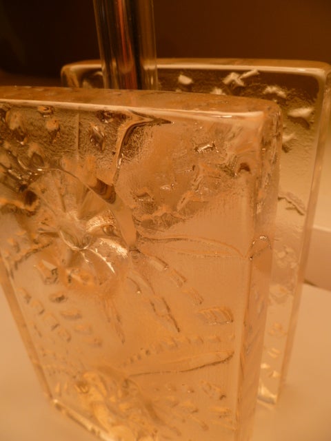 Swedish Modernist Ice Glass Table Lamp by Pukeberg 11