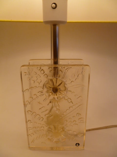 Swedish Modernist Ice Glass Table Lamp by Pukeberg 10