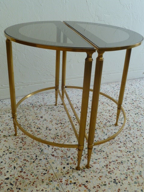 Elegant French Demi-Lune Brass Tables