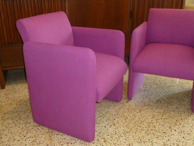 Upholstery 1970s Modern Chicklet Armchairs in Houndstooth