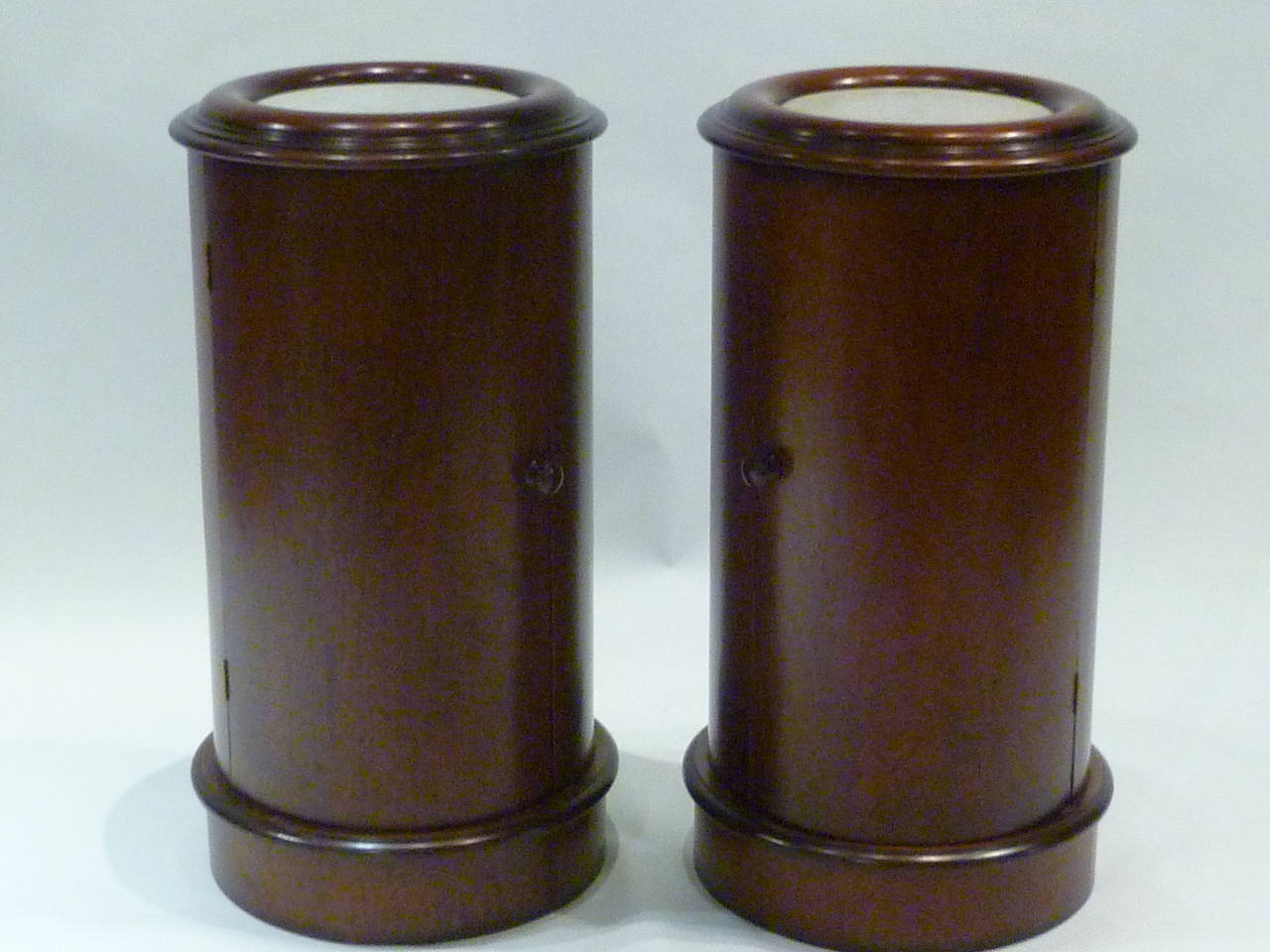 English Pair of Victorian Marble-Top Mahogany Pot Tables