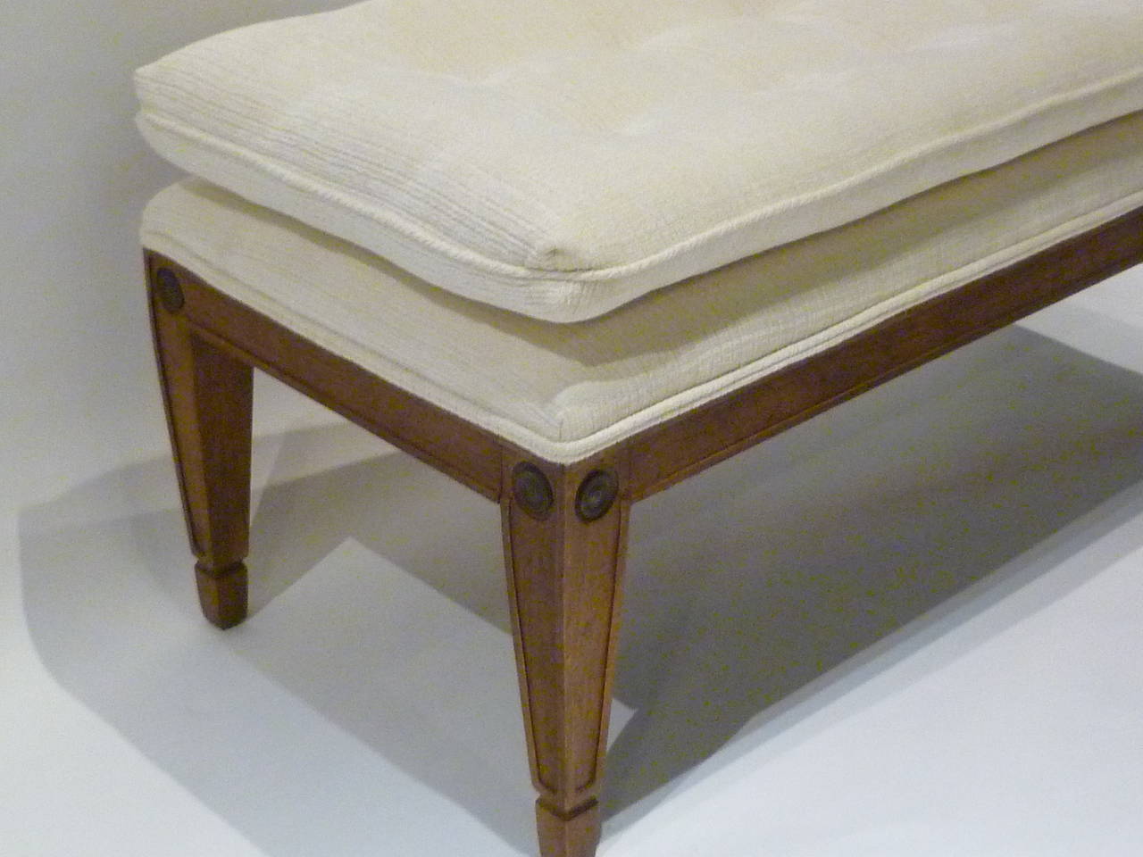 Modern Neoclassical Style Tufted Bench In Excellent Condition In Miami, FL