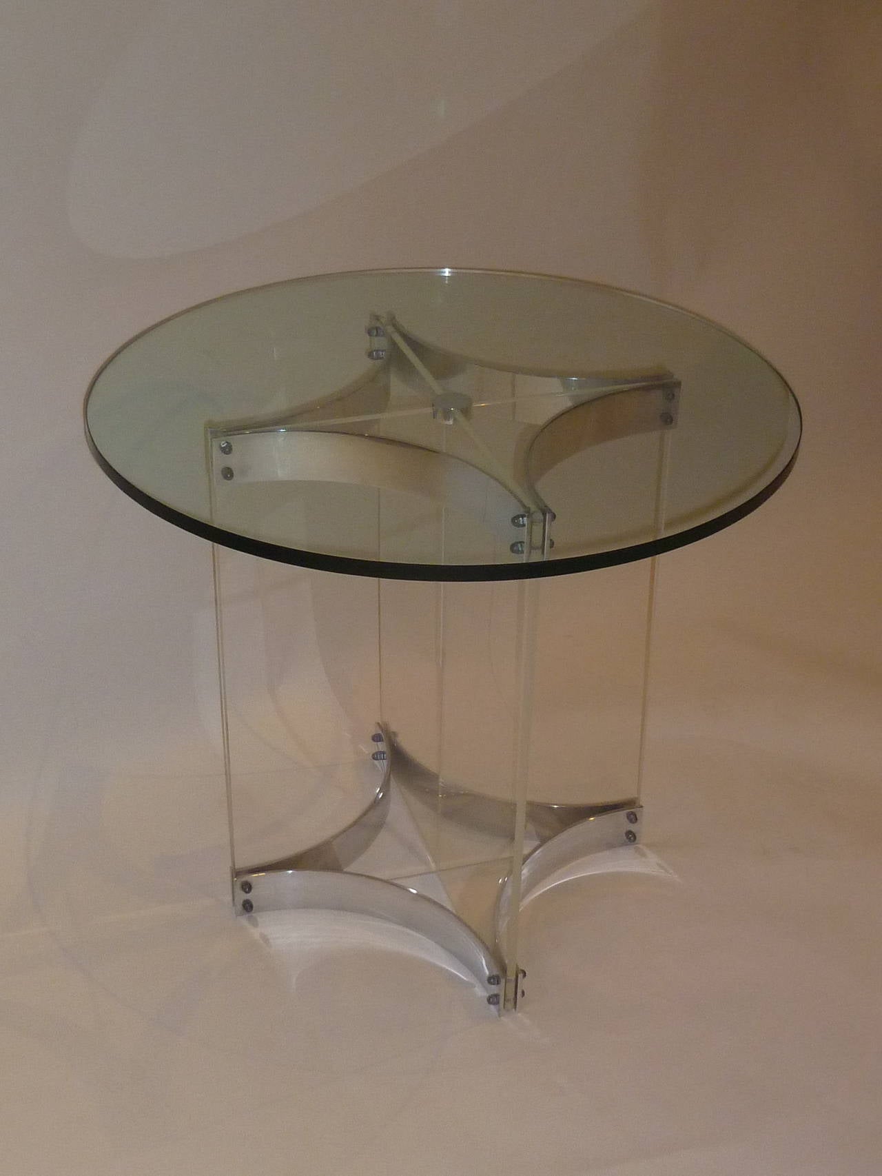 Modern Alessandro Albrizzi Lucite Glass and Chrome Side Table