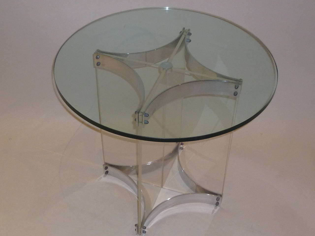 Italian Alessandro Albrizzi Lucite Glass and Chrome Side Table