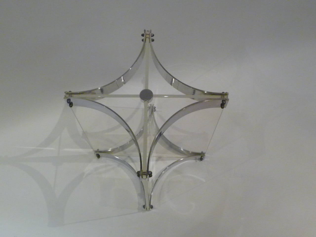 Late 20th Century Alessandro Albrizzi Lucite Glass and Chrome Side Table