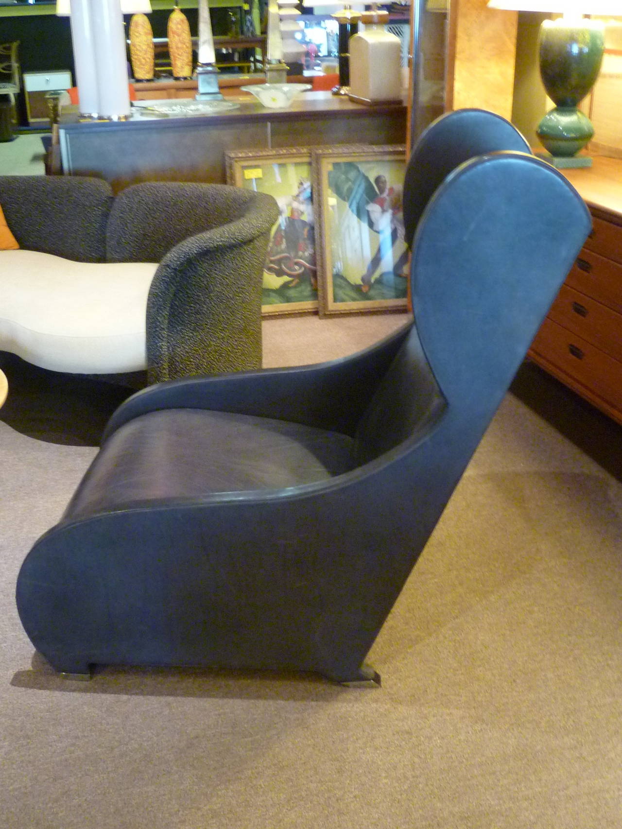 Modernist 1980 Pompeiian Wingback Lounge Chair by Stanley Jay Friedman 3