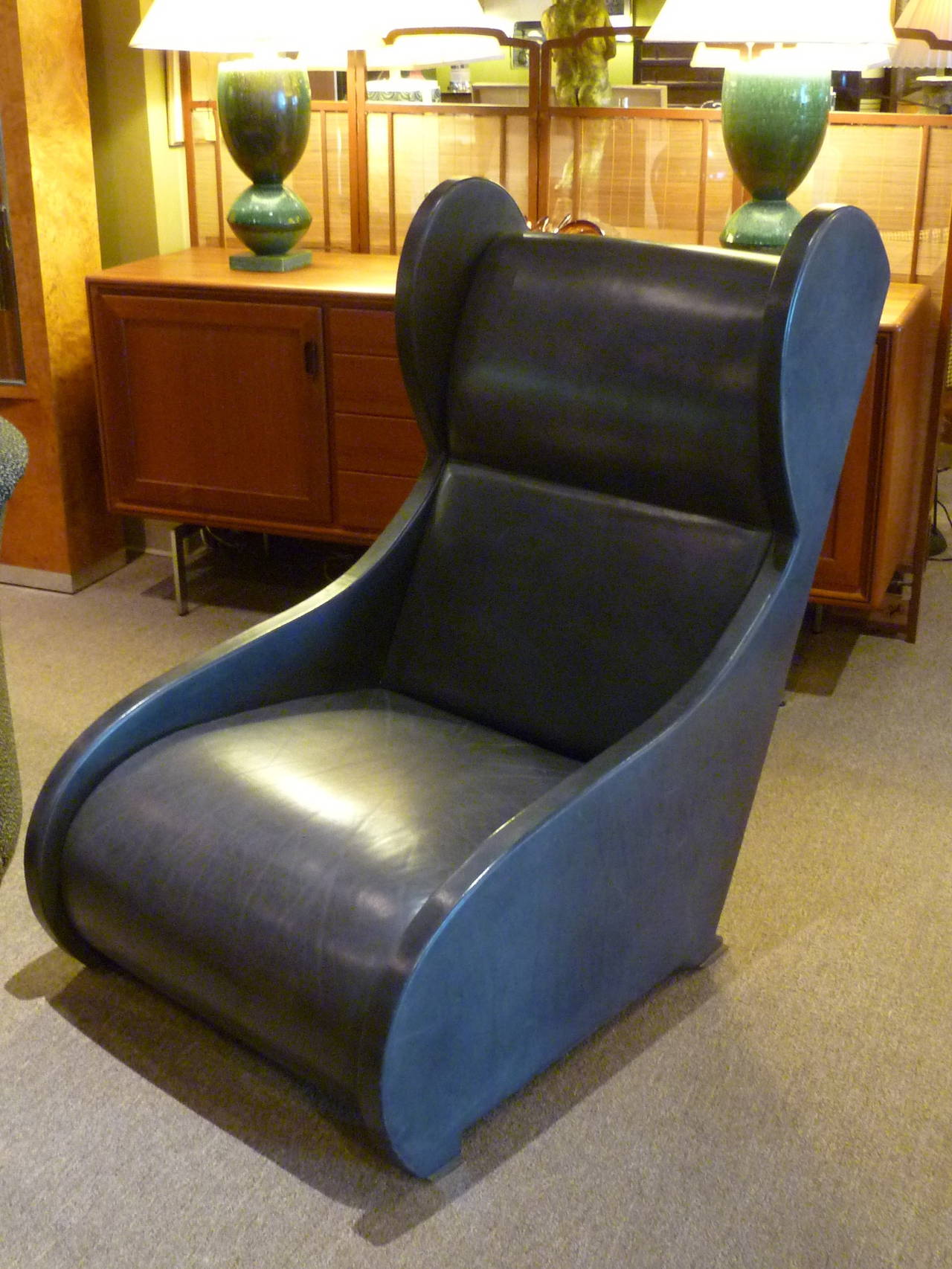 Modernist 1980 Pompeiian Wingback Lounge Chair by Stanley Jay Friedman 4