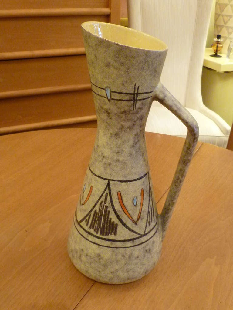 Mid-Century Modern Tall 1950s German Ewer Form Vase by Scheurich