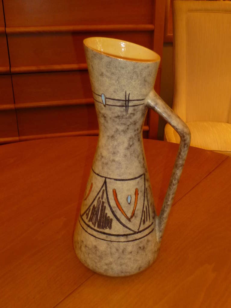Glazed Tall 1950s German Ewer Form Vase by Scheurich