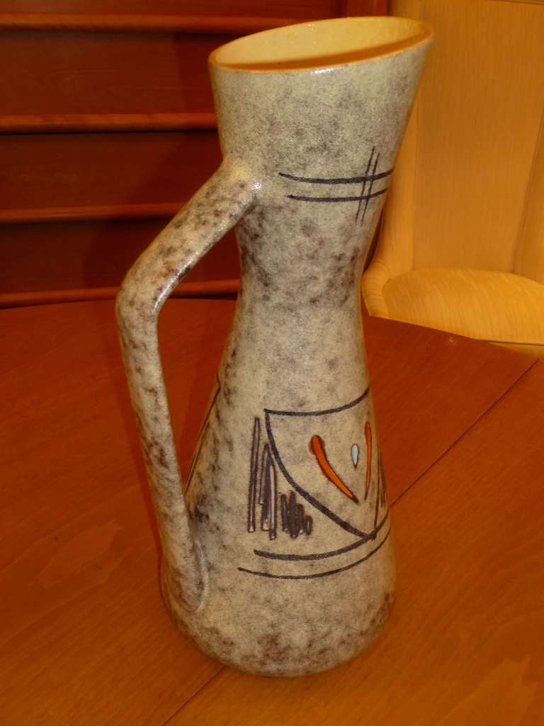 Mid-20th Century Tall 1950s German Ewer Form Vase by Scheurich
