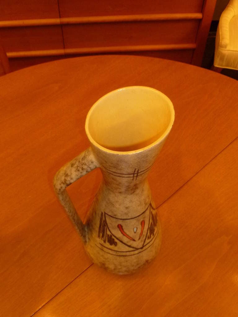 Clay Tall 1950s German Ewer Form Vase by Scheurich