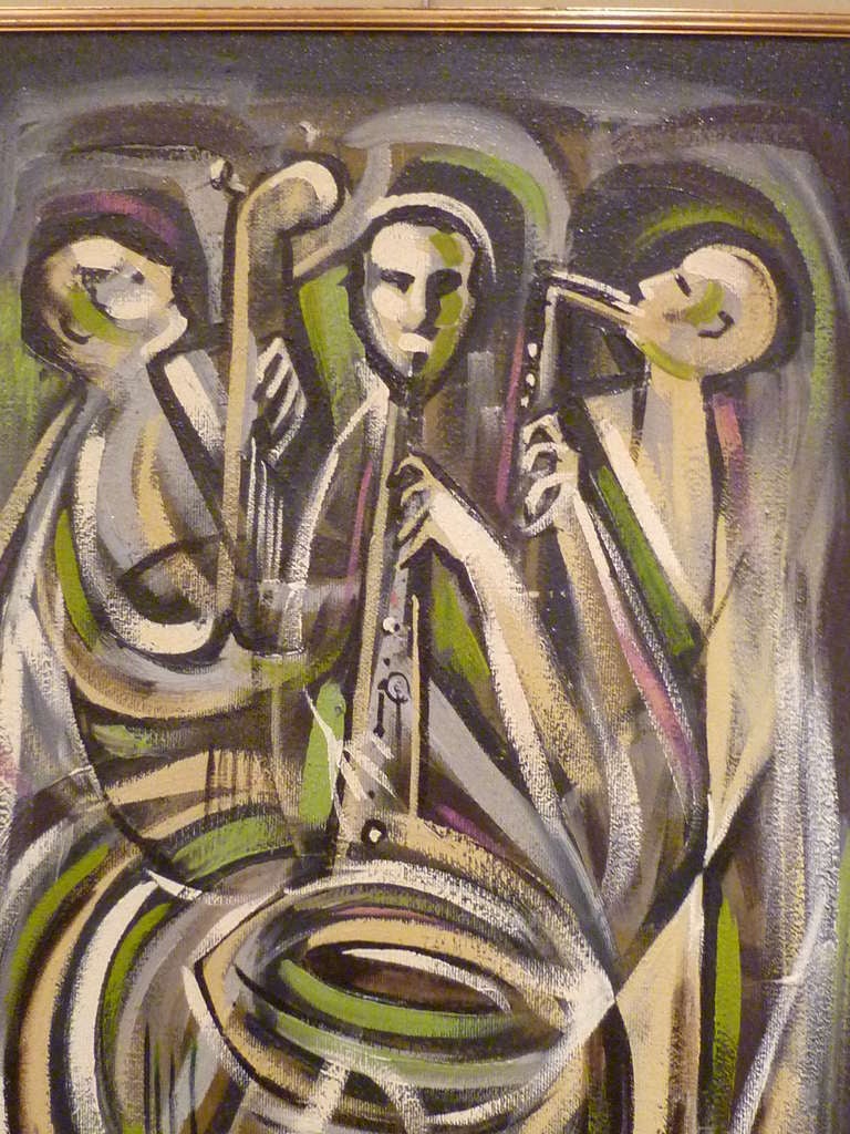 Exciting Steinberg Kinetic Musicians Oil Painting 1960 at 1stDibs