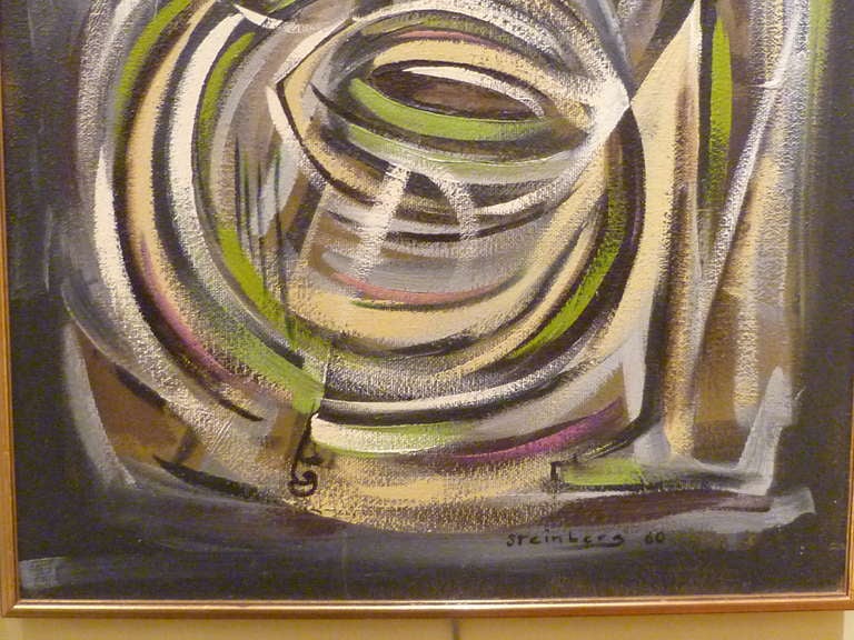 American Exciting Steinberg Kinetic Musicians Oil Painting 1960