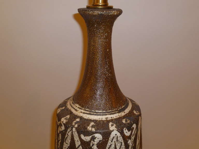 Mid-Century Modern Gambone Style Italian Pottery Table Lamp
