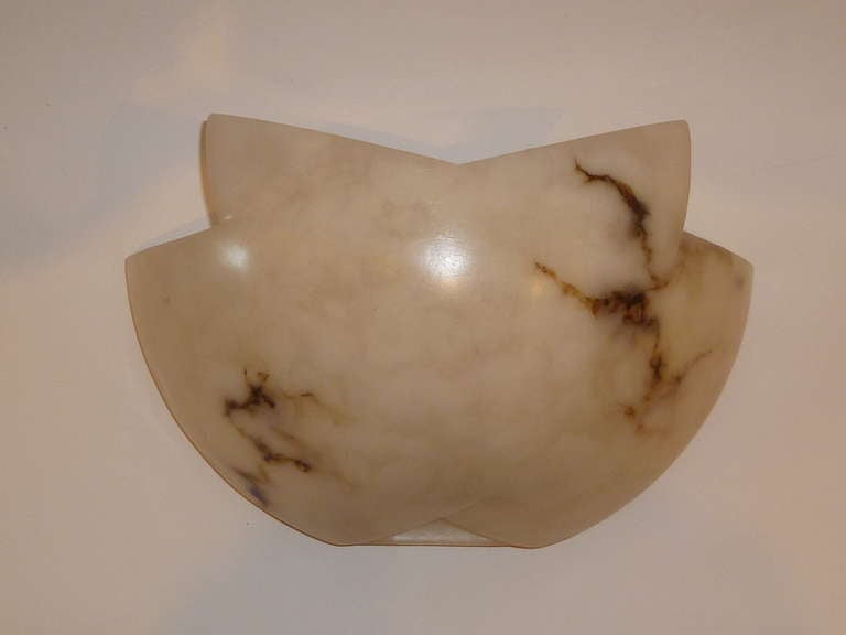 Faux Alabaster Resin Half Moon Wall Lights In Excellent Condition In Miami, FL