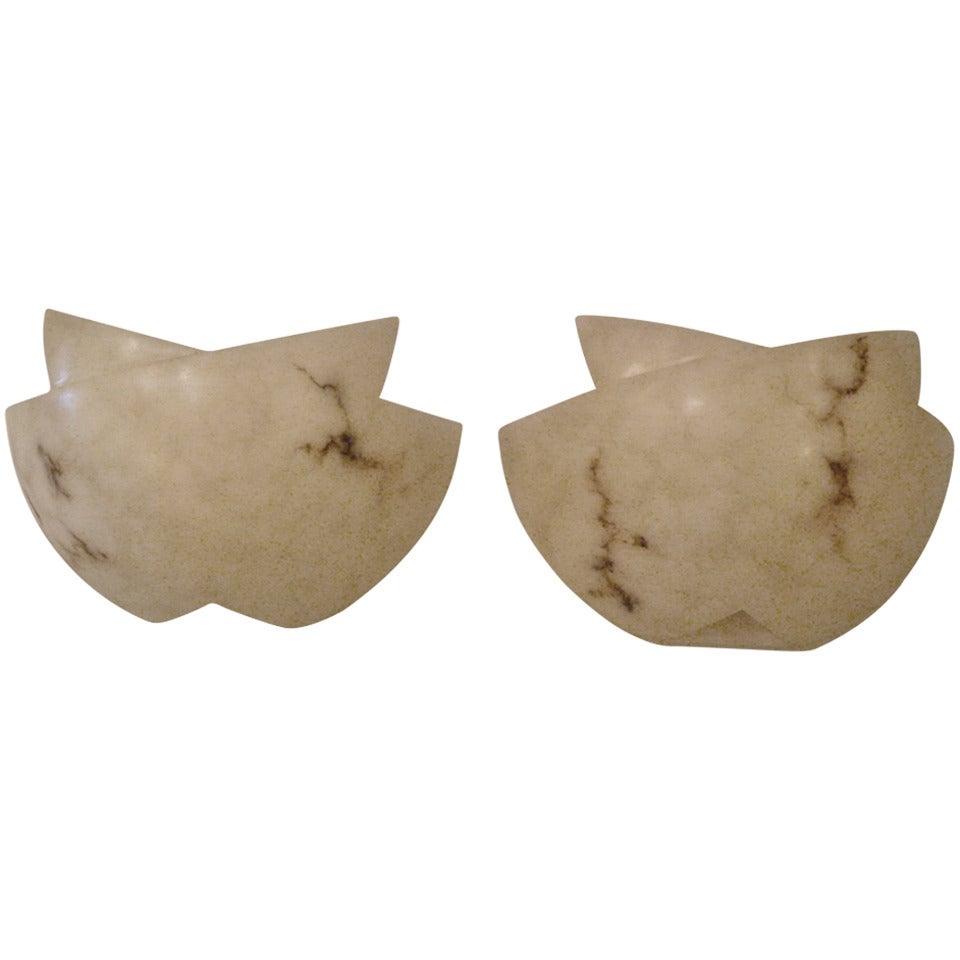 Faux Alabaster Resin Half Moon Wall Lights